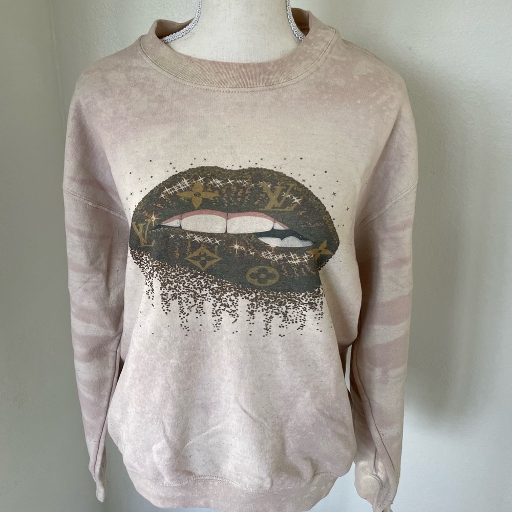LV Print Crewneck Graphic Sweater